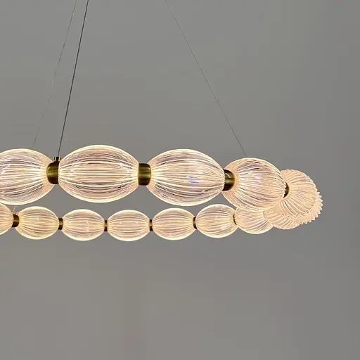 Led люстра з прозорими рельєфними кульками у латунному кільцевому корпусі Ø 68 см | Line F | Арт. MJ343-680 AB+CL - фото 2