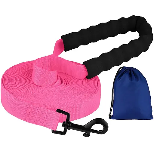 Поводок для собак Barksi Active с мягкой ручкой 15 м х 2.5 см розовый - фото 1