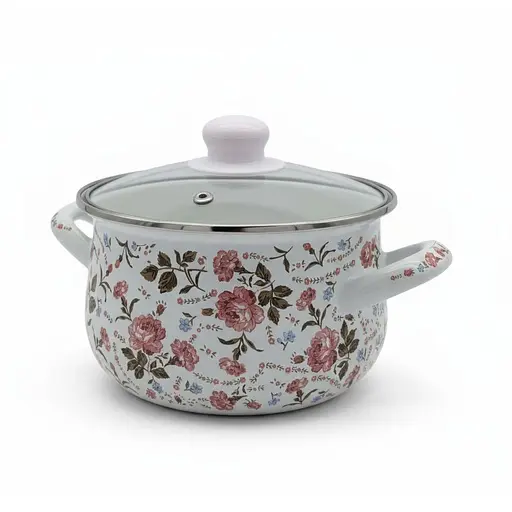 Кастрюля Verona эмалированная со стеклянной крышкой 4 л (VR-0003-22) - фото 2