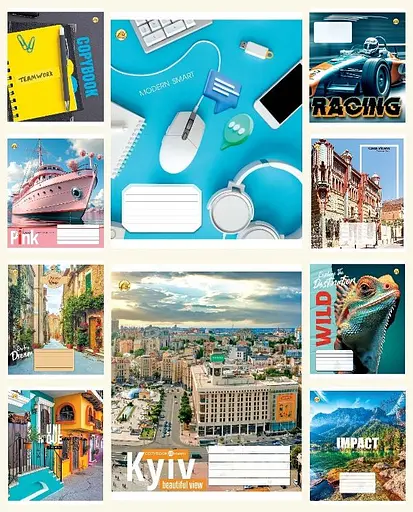 Зошити учнівські 48 аркушів клітинка Тверда 41507 Мікс Універсальний 2, 10 шт. в упаковці