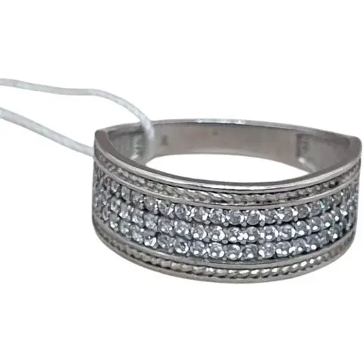 Срібне кільце Агні Річка Широка з фіанітами. 1578/9Р-CZ 17,5