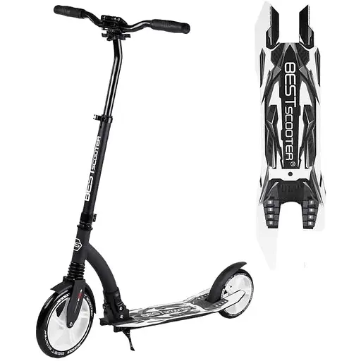 Самокат Best Scooter 89х52х90 см Чорно-білий 000231483