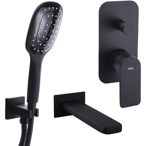 Душова система Topaz Sardinia TSG 08202-V-H20-BL вилив 190мм чорний, Чорний матовий - фото 1