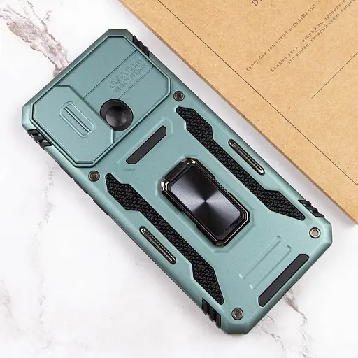 Ударопрочный чехол Epik Camshield Army Ring для Xiaomi Redmi 9C/10A Зеленый / Light Green - фото 6