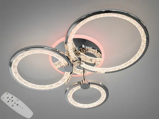LED-люстра з пультом, димером і кольоровою підсвіткою, 70 Вт, хром - фото 1