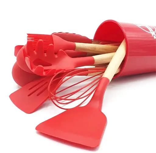 Набір кухонного приладдя Edenberg Silicone kitchen utensils set 12 предметів Червоний - фото 5