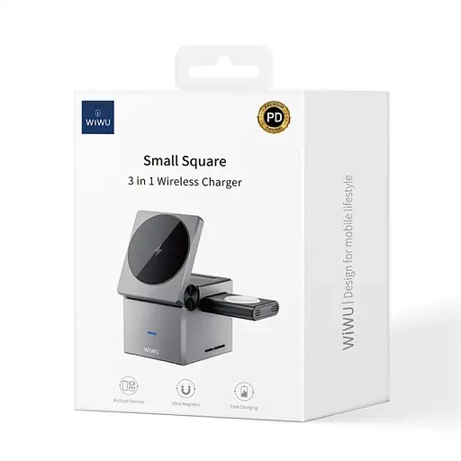 БЗП WIWU Wi-W030 Planeta Trio 3 in 1 Cableless charger Gray - фото 6