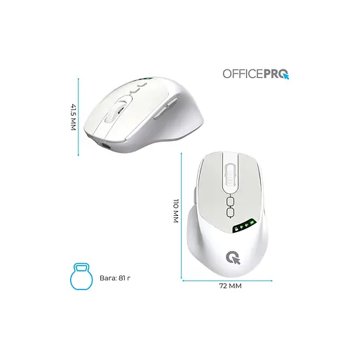 Мышка OfficePro M520W Wireless/Bluetooth White (M520W) - фото 12