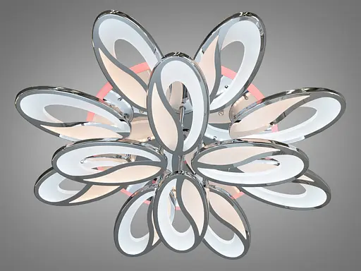 Плоская люстра с пультом, диммером и LED подсветкой, 190Вт, хром. - фото 2