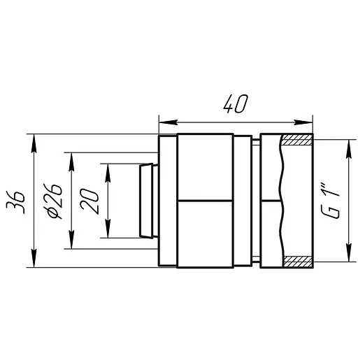 Муфта із внутрішньою різьбою APE 702 L 1″x26 000000617 - фото 5