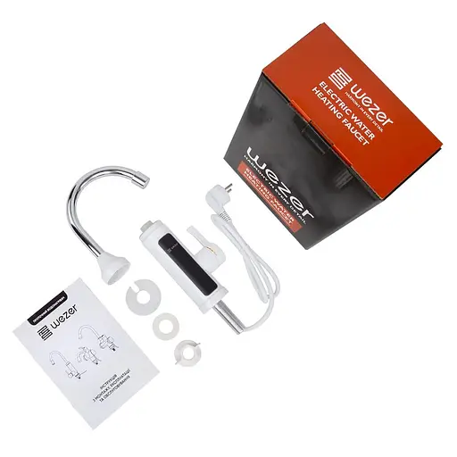 Проточный водонагреватель для кухни поворотный излив датчик температуры 3,3 кВт белый Wezer SDR-A11T - фото 3