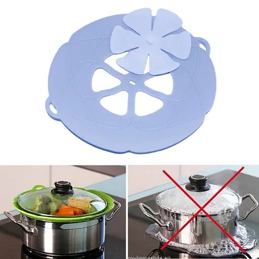 Силіконова кришка шумівка невикипайка непроливайка для каструлі, сковороди Ø 29 см, Kitchen Master Блакитний 86148 - фото 2