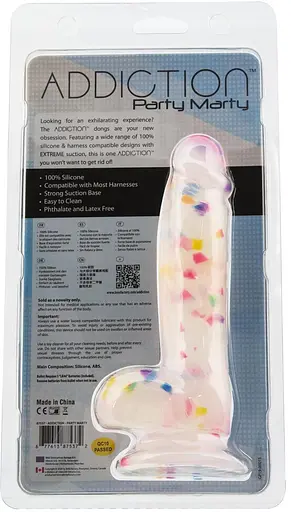 Фалоімітатор з конфетті Addiction - PARTY MARTY 7.5″ - FROST & CONFETTI, 19 см, силікон - фото 6