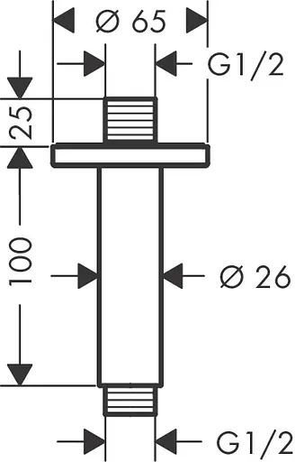 Кронштейн для верхнего душа потолочный Hansgrohe Vernis Blend 100 мм черный матовый 27804670 Черный матовый - фото 2