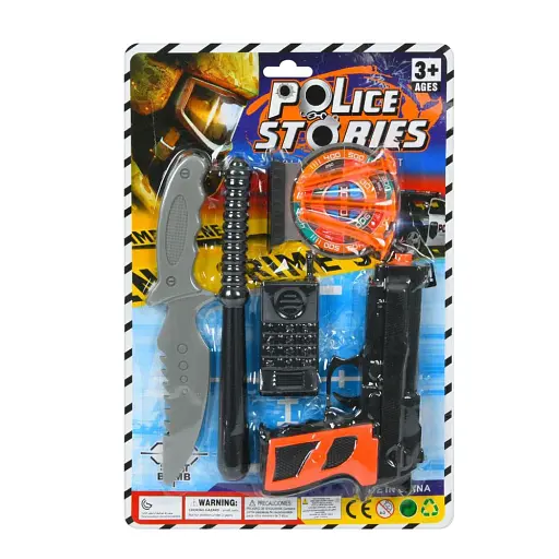 Набор с оружием полиция, пистолет, 3 присоски, дубинка, нож, рация, 21.5x31.5x3 см