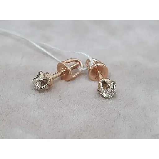 Золотые серьги-пуссеты ЮЗ "Багет" с бриллиантами. 62632 - фото 3