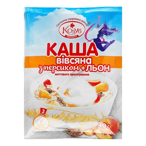 Каша вівсяна Козуб продукт Персик + льон 40 г - фото 1