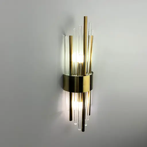 Бра Empire в латунном каркасе с прозрачными и металлическими трубочками Line F Арт. W18B-100*350 - фото 3