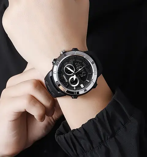 Годинник чоловічий наручний спортивний Skmei 2014 (Чорний з сріблястим) - фото 6