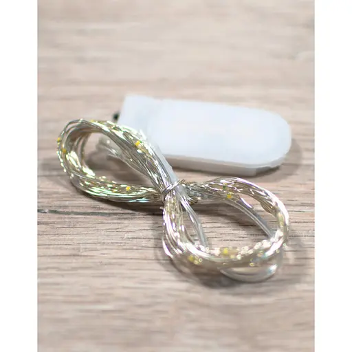 Гирлянда проволока тепло-белая с питанием от плоских батареек 3 м (набор из 12 шт) - фото 2