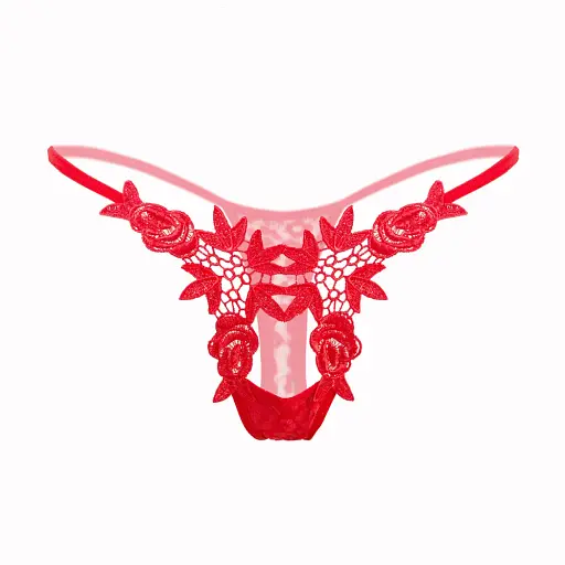 Трусики жіночі стрінги з квітковим принтом та пікантним вирізом S/M червоні - фото 1