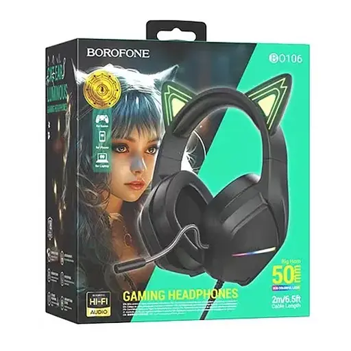 Накладні навушники Borofone BO106 Cute cat (USB+3.5mm/2m) Elf Cat - фото 4