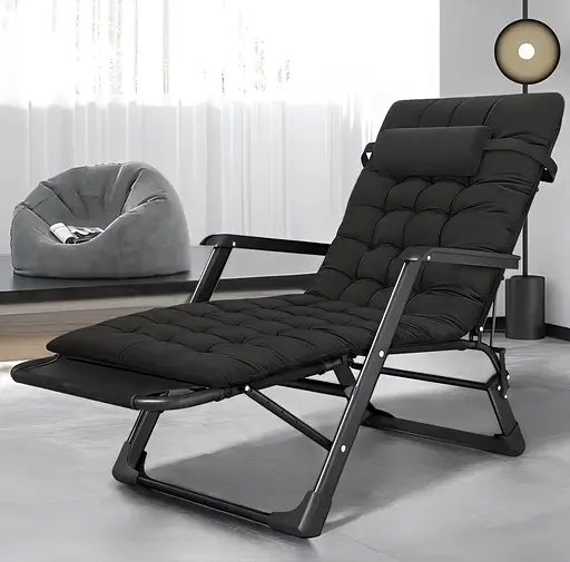 Розкладне крісло ліжко з подушкою Leobro Чорний (LB-FCB-G1-BLK) - фото 2