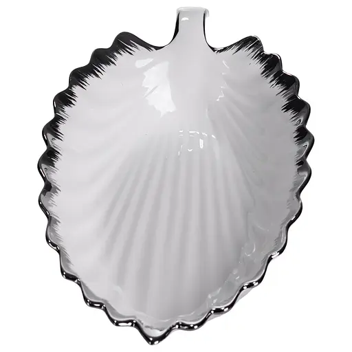 Фарфоровое блюдо для сервировки стола в форме листьев 41×20×6.5 (см) блюдо для подачи закусок Белый с серебром Yiwu 2551-1S