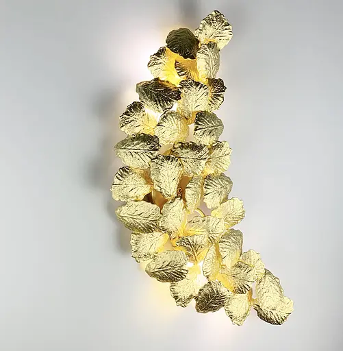 Настенный светильник во флористических мотивах из фактурных листьев Line F цвет корпуса медь - фото 1