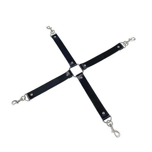 Крестовина из натуральной кожи Art of Sex - 4 Way Connector, Черный - фото 2