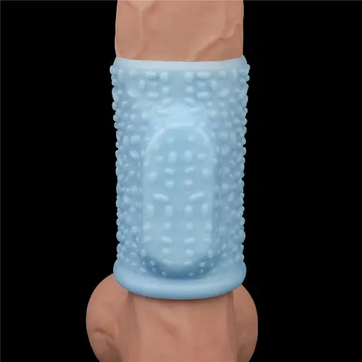 Насадка на пенис Lovetoy Knights Ring Vibrating Drip 10 см голубой - фото 5