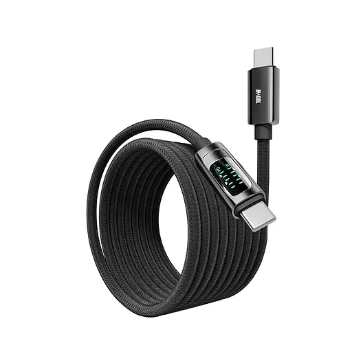 Кабель с дисплеем Yoki Type-C to Type-C 100 W 2 метра