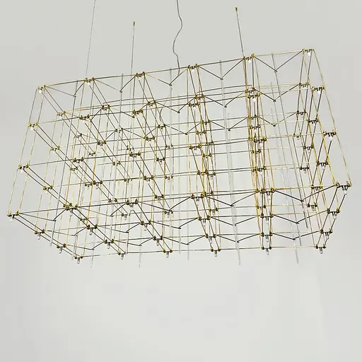 Золота люстра у формі паралелепіпеда 120х60х60 см | Line F | Арт. MJ200-1200*600*600 Titanium - фото 2