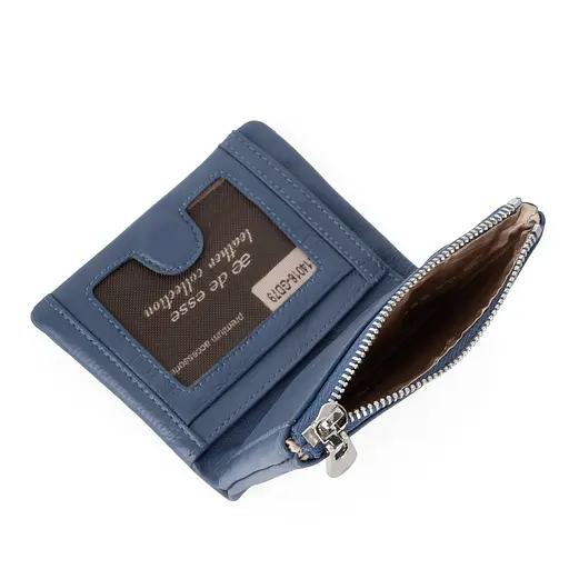 Жіночий гаманець маленький шкіряний De Esse LC14016-GD79 синій на магніті - фото 3