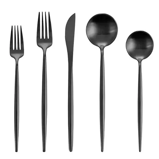 Набор столовых приборов Black из нержавеющей стали 18/10 на 5 предметов. - фото 1