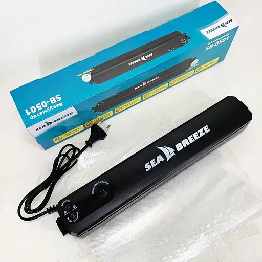 Вакуумний пакувальник для продуктів Sea Breeze SB-0501 Вакууматор ручний побутовий LED-індикатор 140Вт Чорний - фото 8