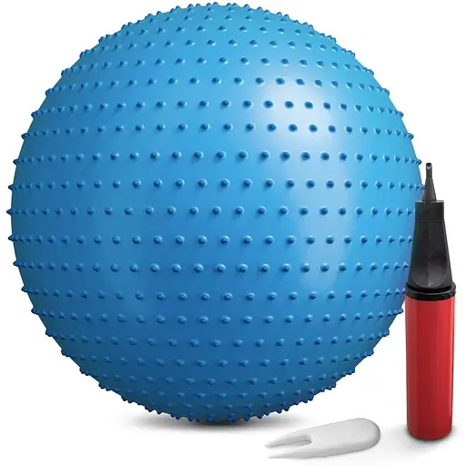 Фитбол массажный Hop-Sport 65см голубой + насос - фото 2
