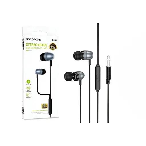 Наушники HiFi BOROFONE BM95, 3.5 мм Jack, 16 Ом и 20 Гц, проволочные, серые - фото 2