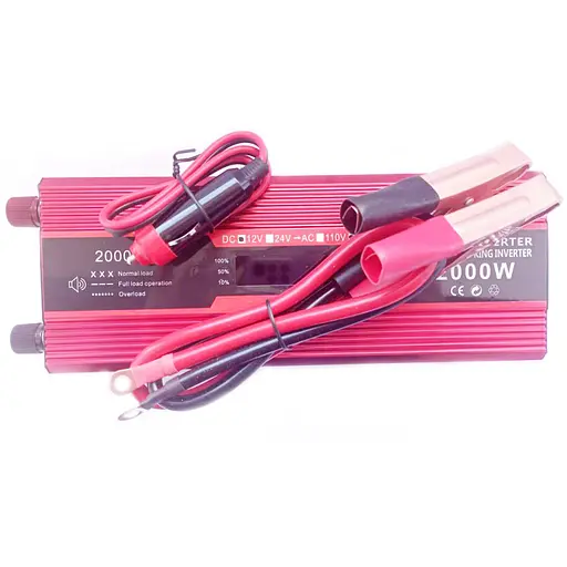 Инвертор напряжения Solar Smart King Power Inverter 008 c 12V на 220V 2000W модифицированная синусоида Red, 1 розетка, 1 USB, экран (11035) - фото 2