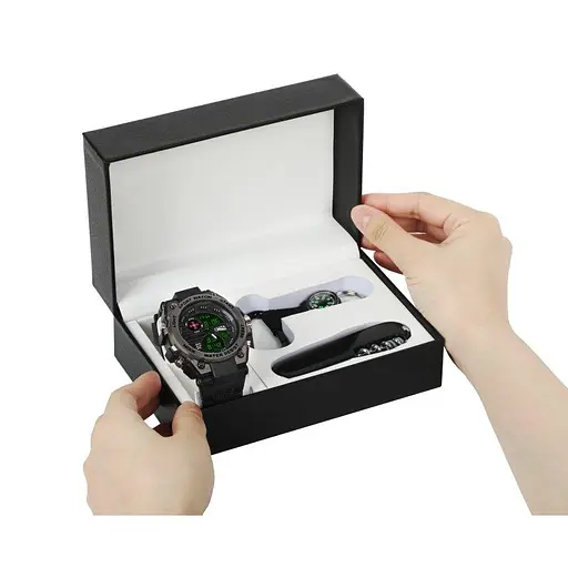 Мужские водостойкие наручные часы Besta Box Tattoo ВСУ Set с компасом + подарочный набор - фото 2