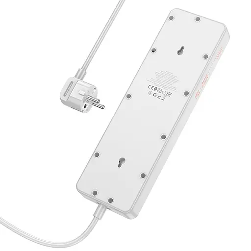 Подовжувач Hoco AC14A Rico PD30W (3USB-A/1C/5xSocket) (1.5m) White - фото 2