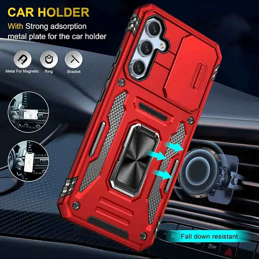 Ударопрочный чехол Camshield Army Ring для Samsung Galaxy A34 5G Красный / Red - фото 2