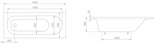 Ванна акриловая mprese Rozkos 160x70 с ножками NU whte b0701016070+NU Белый - фото 2