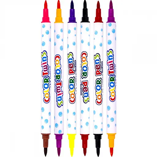 Набір двоколірних фломастерів 6 штук 12 кольорів 8059-12 в пластиковому боксі - фото 3