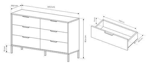 Комод Perfect Home Милтон / Milton с 6 ящиками 6S/138 Каштан/антрацит (PFH-091081) - фото 5