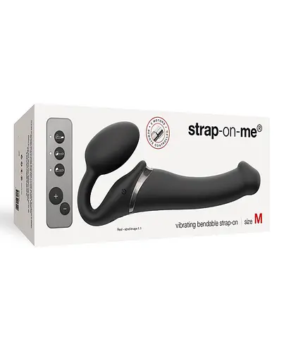 Двойной страпон с вибрацией Strap-On-Me 18 см черный - фото 10