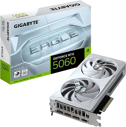 Відеокарта GeForce RTX 5060 8GB Gigabyte Eagle OC Ice (GV-N5060EAGLEOC ICE-8GD)