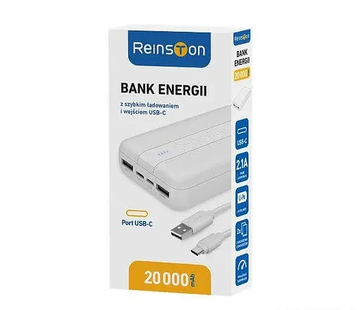 Універсальна мобільна батарея Powerbank Reinston EPB028 20000mAh (port USB-C) Білий - фото 4