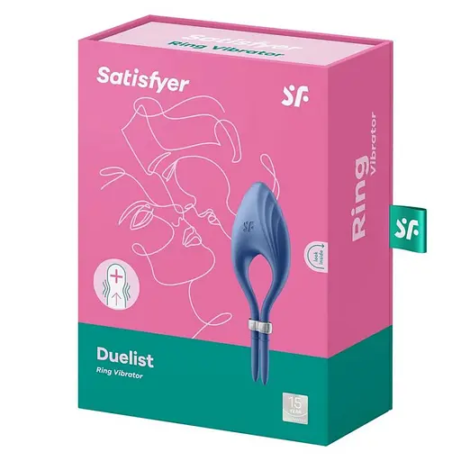 Эрекционное кольцо Satisfyer Duelist Ring Vibrato 14.2 см синий - фото 7
