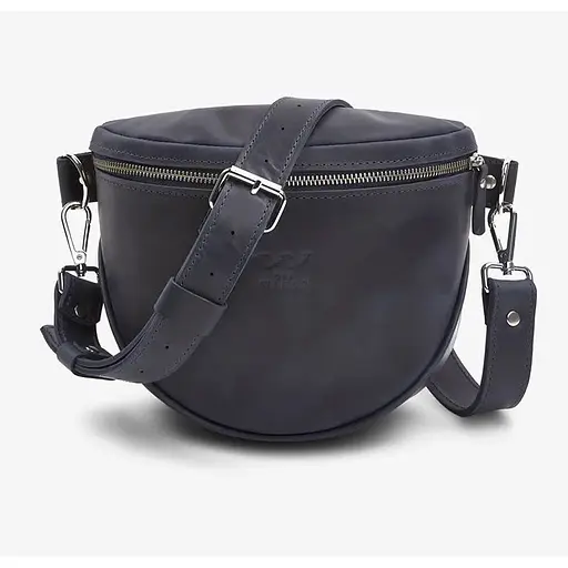 Шкіряна сумка поясна-кроссбоді Vacation синя вінтажна - фото 1